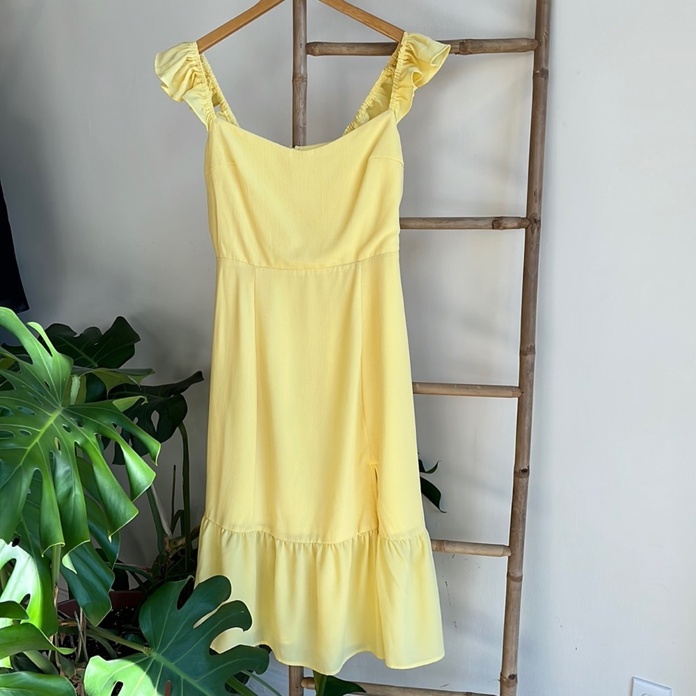 And Now This yellow midi dress size L